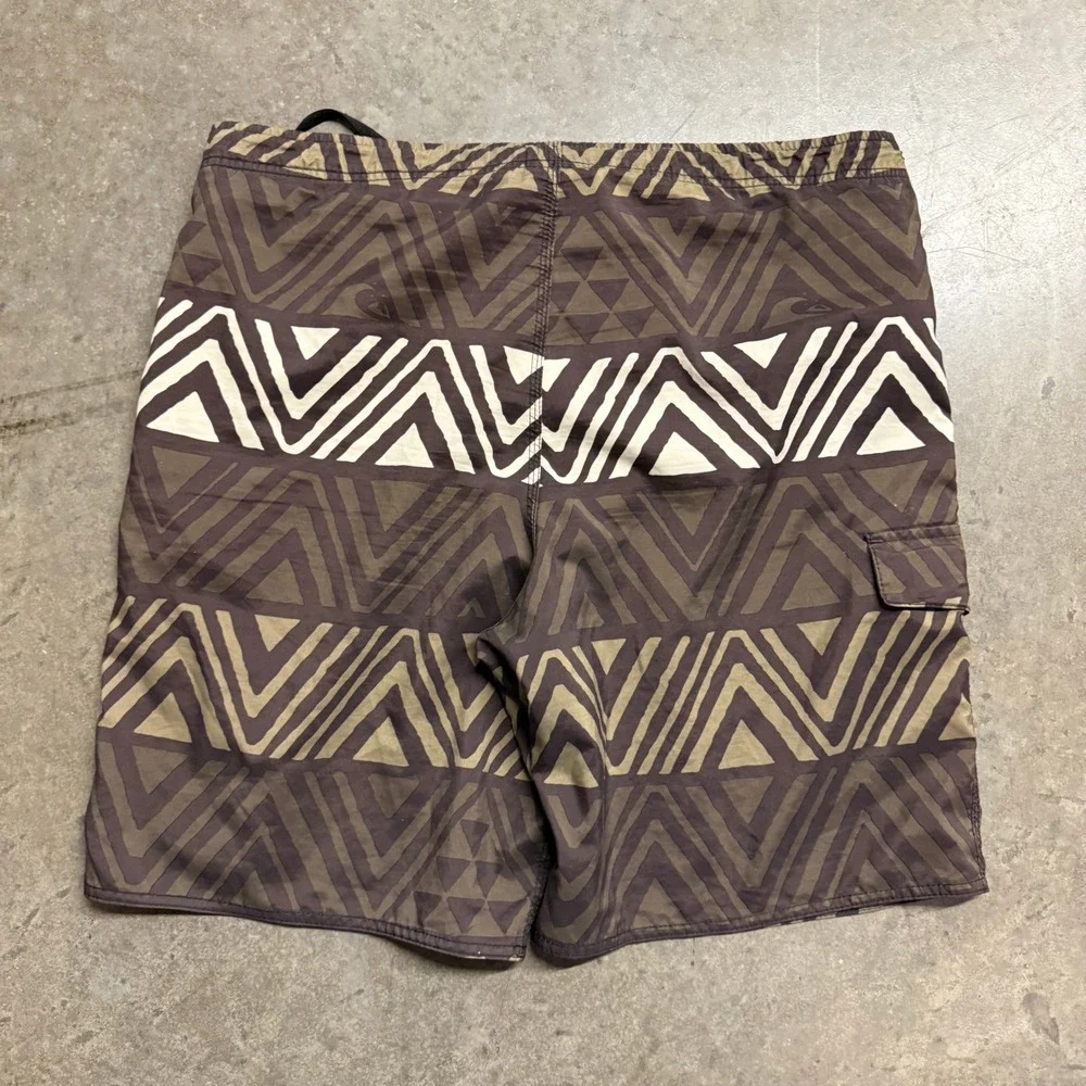 Quiksilver Mens Brown Tribal Geometric‎ Board Shorts Swim Trunks Size Large L